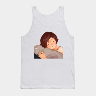 Short Hair Anime Girl Sleep Tank Top